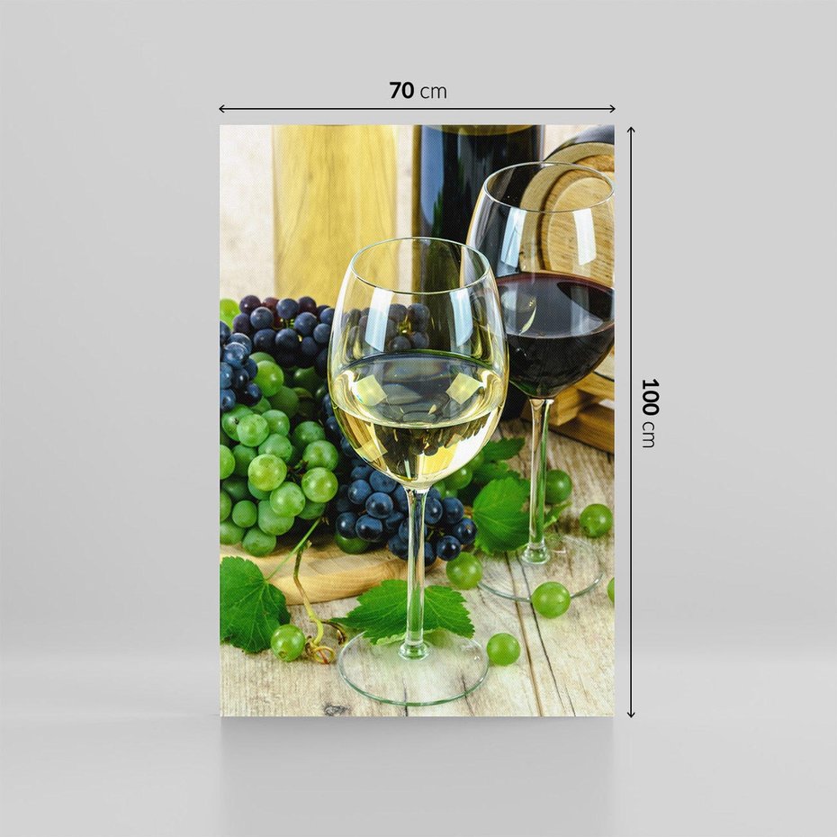 Obraz na płótnie 70x100 - Wino winogrona i kieliszki - wino, winogrona