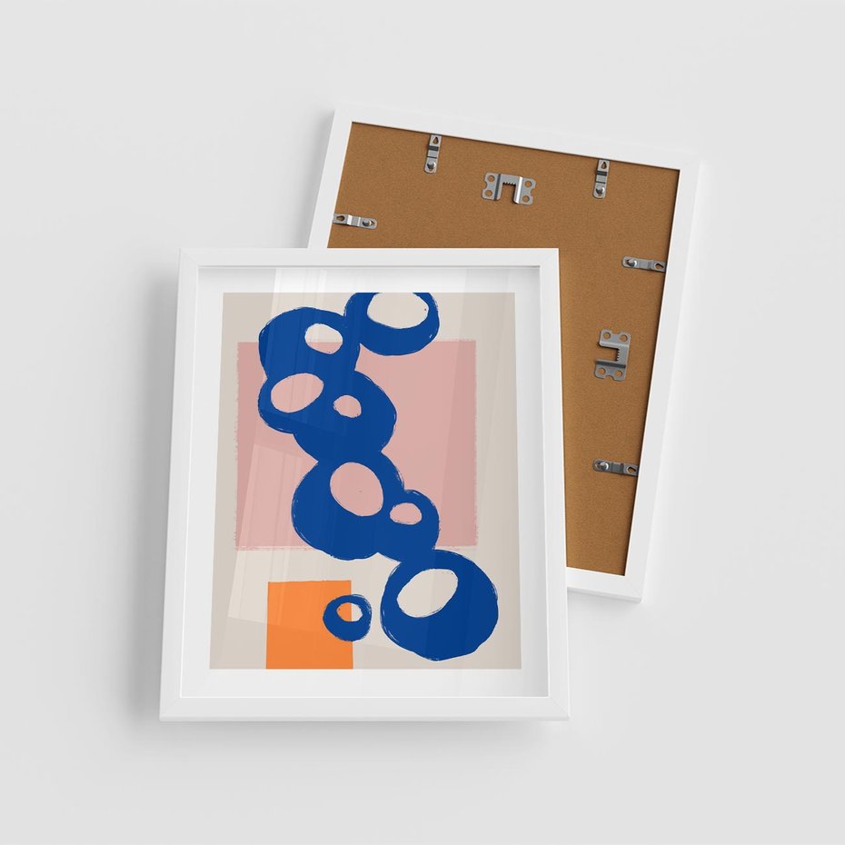 Plakat w ramie 40x50 - Migocące Plamiste Echa - abstrakcja, nowoczesny plakat - rama biała