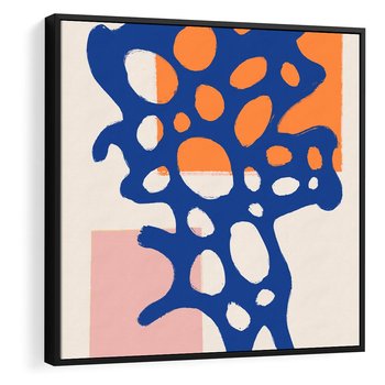 Obraz w ramie 50x50 - Migotliwe Nastroje - abstrakcyjna niebieska forma, dziwne kształty - rama czarna