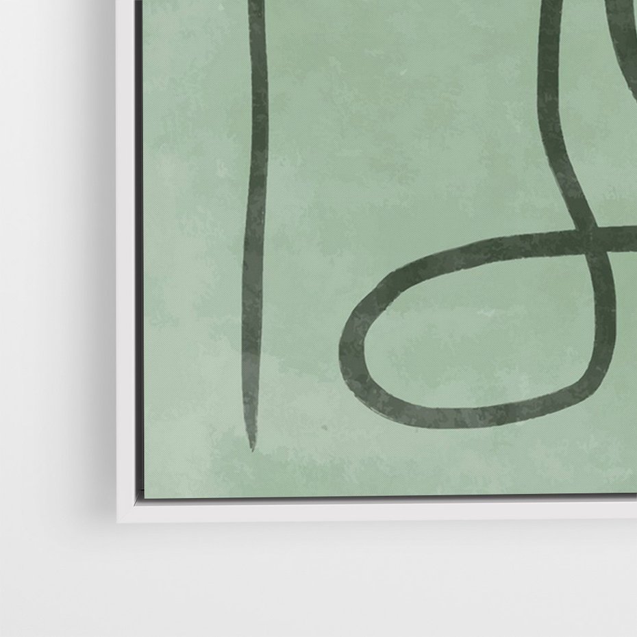 Obraz w ramie 80x120 - Zielone Wariacje w Liniach - abstrakcyjne zielone linie, skandynawski design - rama biała