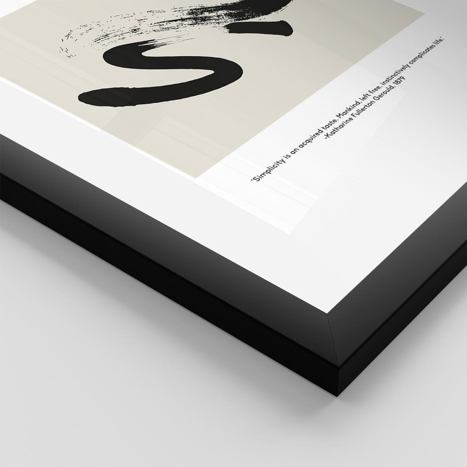 Plakat w ramie 50x70 - Prostota w kształcie - abstrakcja, maźnięcie farbą - rama czarna