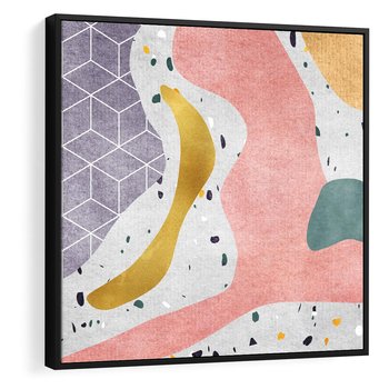 Obraz w ramie 50x50 - Eklektyczny Mix - kolaż, pastelowe abstrakcyjne plamy - rama czarna