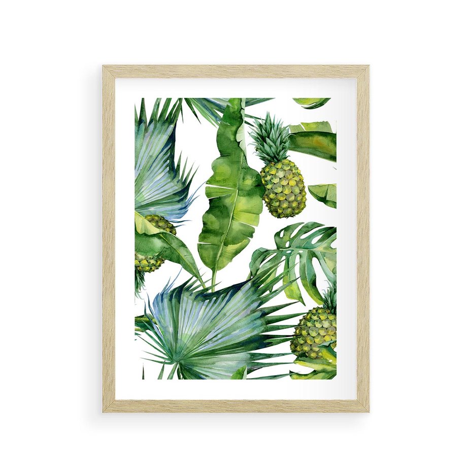 Plakat w ramie 30x40 - Oaza Natury - liście, tropikalne - rama drewno