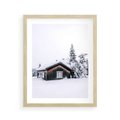 Plakat w ramie 40x50 - Zimowy Azyl: Domek w Górach - domek w górach, śnieg - rama drewno