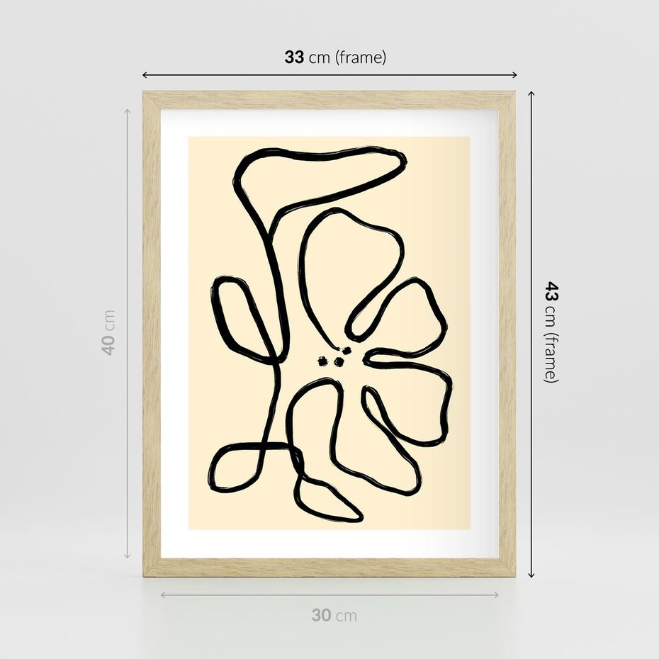 Plakat w ramie 30x40 - Zaklęte Aberracje - abstrakcyjna sztuka, przypominająca kwiat - rama drewno