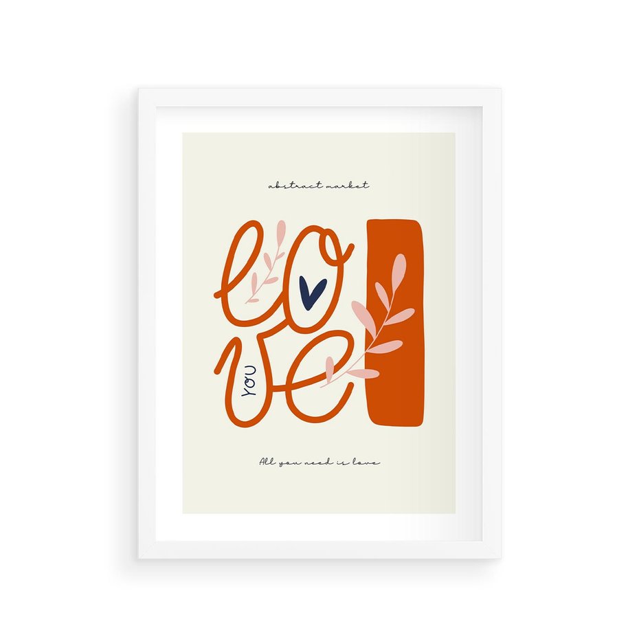 Plakat w ramie 30x40 - Pastelowa Siła Miłości - miłość, love - rama biała