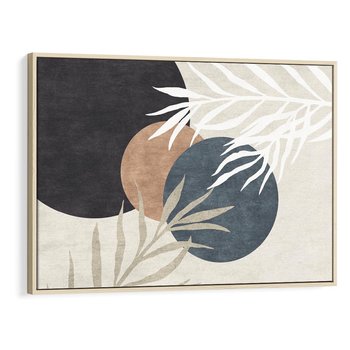 Obraz w ramie 120x80 - Symfonia skradzionych chwil - cienie liści palmy, beżowe tłó - rama drewno