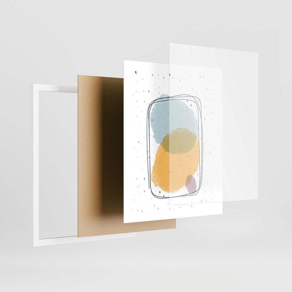 Plakat w ramie 40x50 - Wibracje Linii - abstrakcyjna kompozycja, jak ręcznie malowana - rama biała