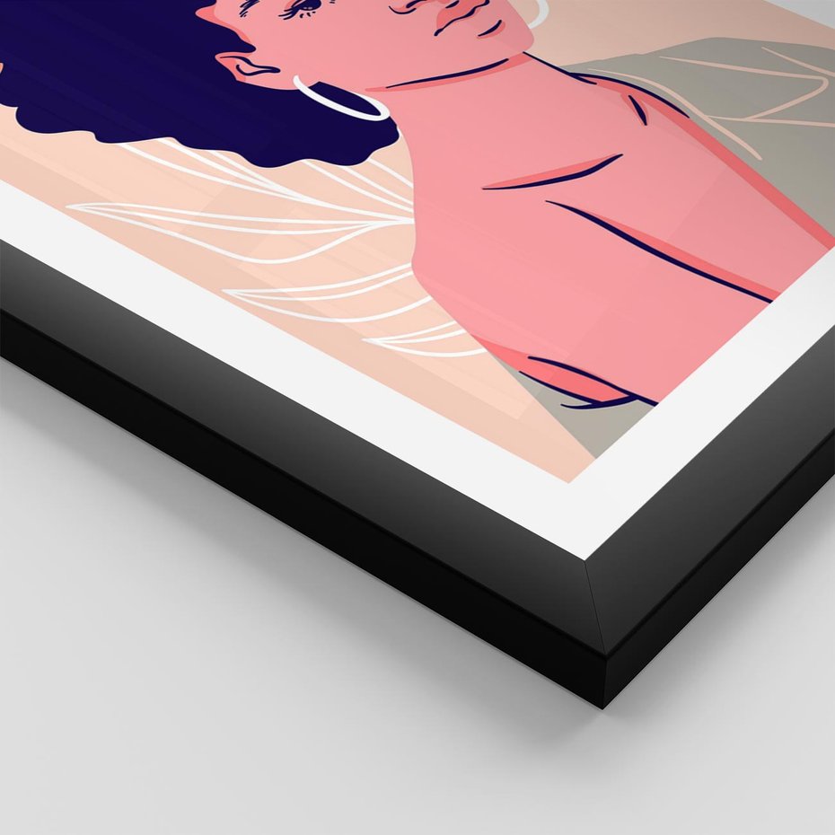 Plakat w ramie 50x70 - Kobiecy Kształt Świata - nowoczesny plakat, styl retro - rama czarna