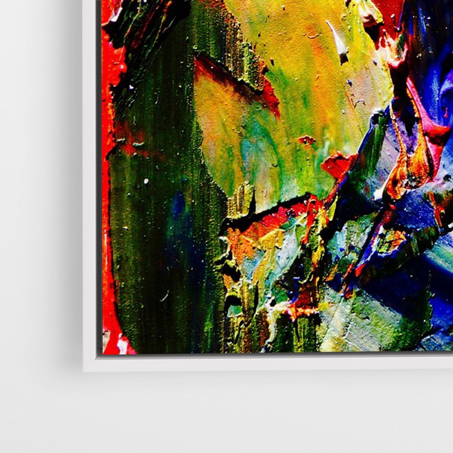 Obraz w ramie 70x100 - Szalejące ognie kolorów - abstrakcja, farby olejne - rama biała