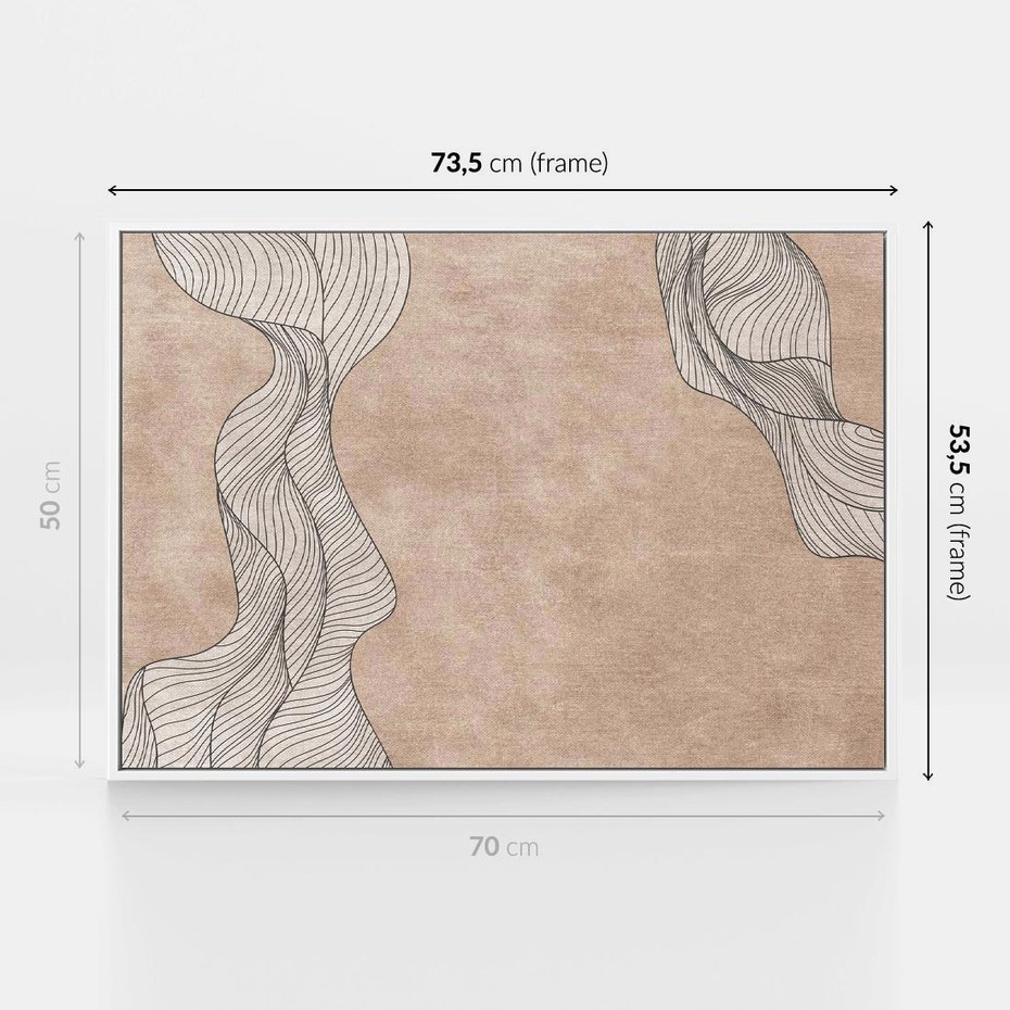 Obraz w ramie 70x50 - Symfonia uczuć i kształtów - delikatna kompozycja, falujące linie - rama biała