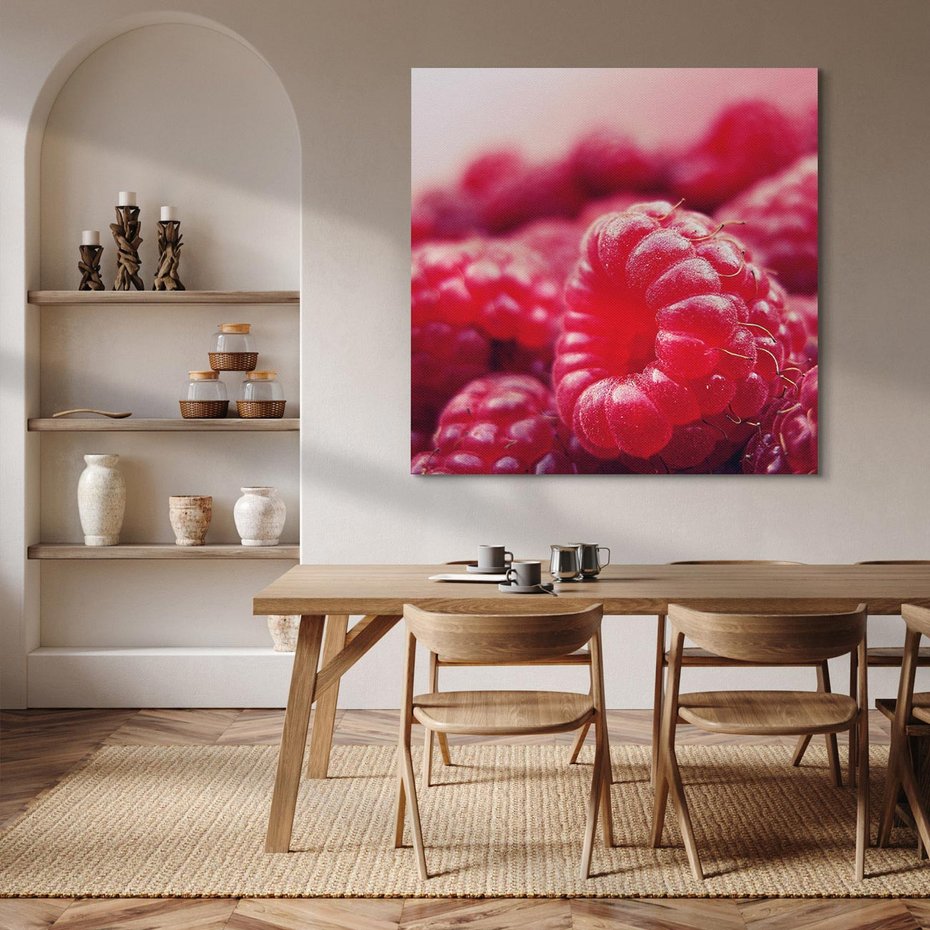 Obraz na płótnie 40x40 - Maliny Soczysta Eksplozja - maliny, owoce