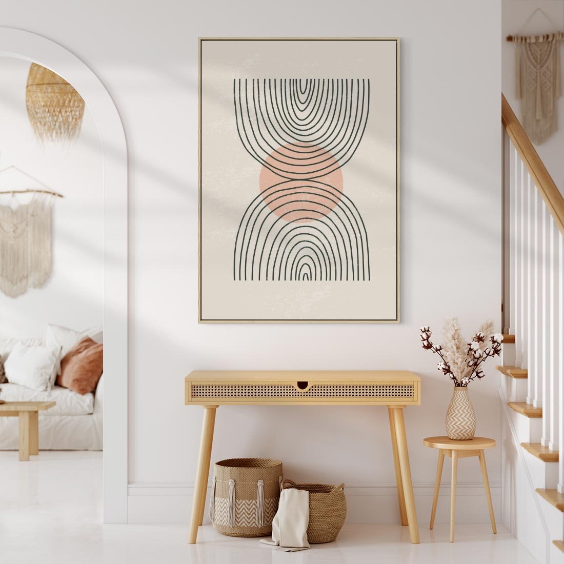 Obraz w ramie 50x70 - Nowy Rytuał - abstrakcyjna sztuka, boho kształty - rama drewno