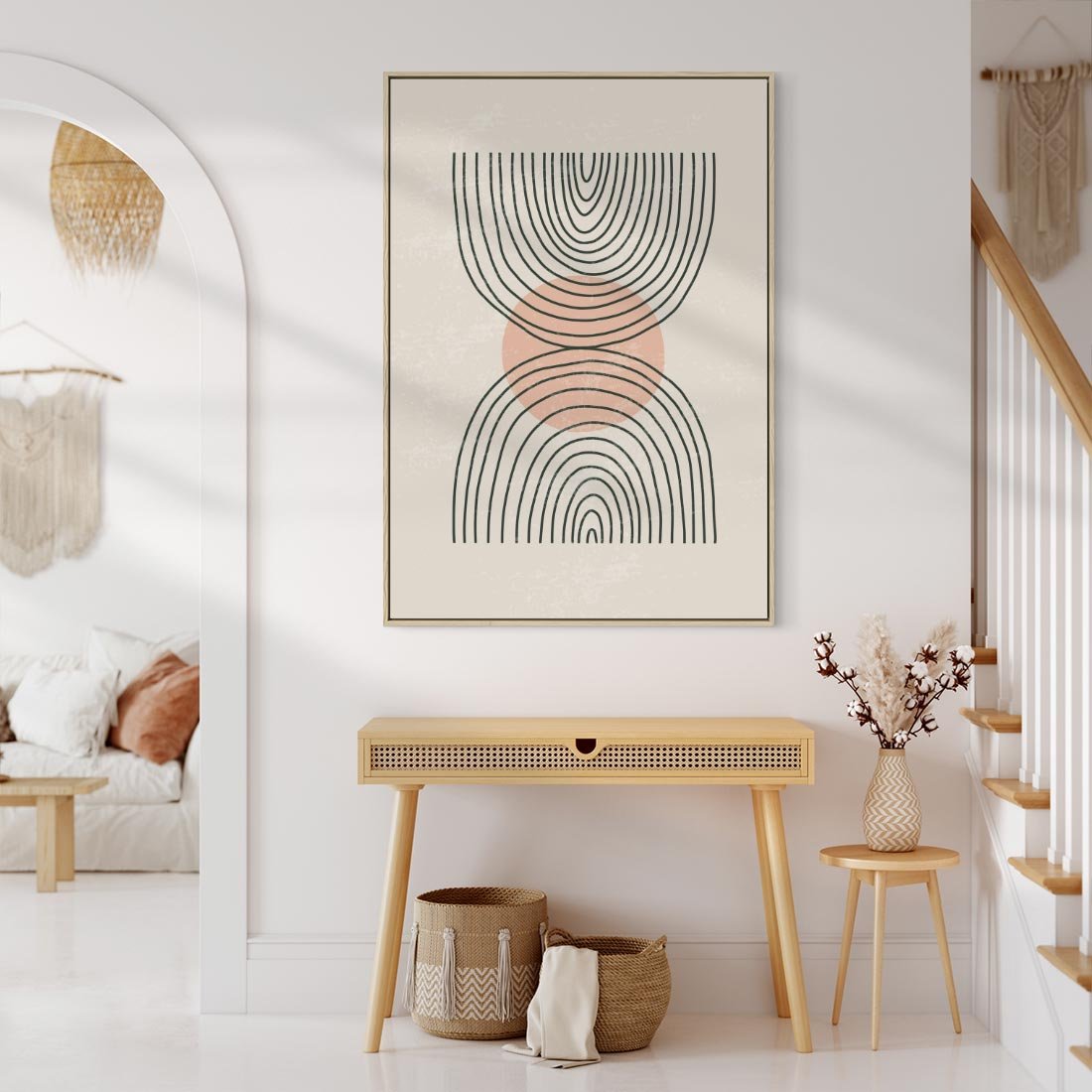 Obraz w ramie 80x120 - Nowy Rytuał - abstrakcyjna sztuka, boho kształty - rama drewno