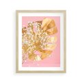 Plakat w ramie 40x50 - : Elegancja w Złocie - złote, liście - rama drewno