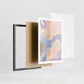 Plakat w ramie 50x70 - Przenikanie Niecodziennych Form - abstrakcyjne akwarelowe plamy, pastele - rama czarna