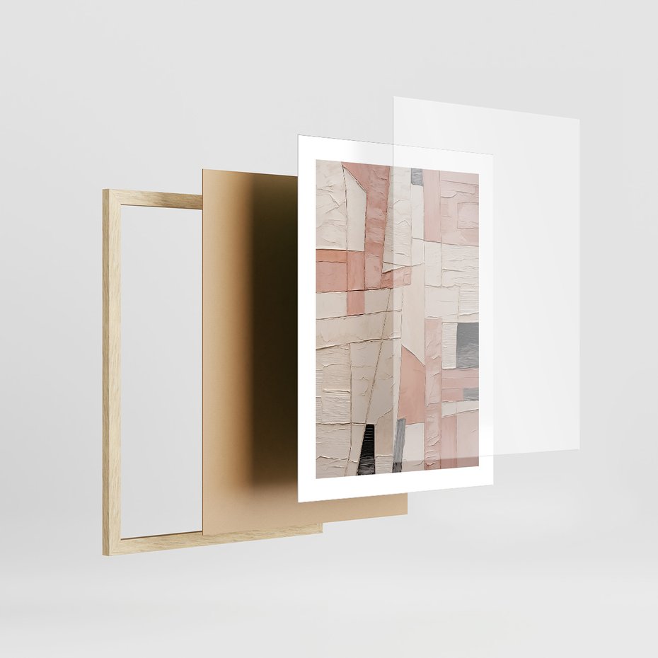 Zestaw obrazy w ramie 40x50 galeria - pastelowa, abstrakcja, olejny - rama drewno