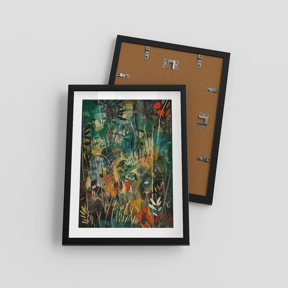 Plakat w ramie 30x40 - Abstrakcyjne Wariacje Form - abstrakcyjny obraz, mnogość kolorów - rama czarna