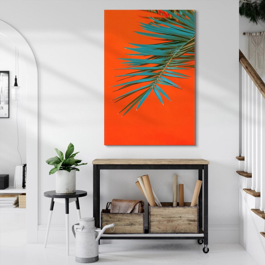 Obraz na płótnie 80x120 - Egzotyczny Urok - liście, palma