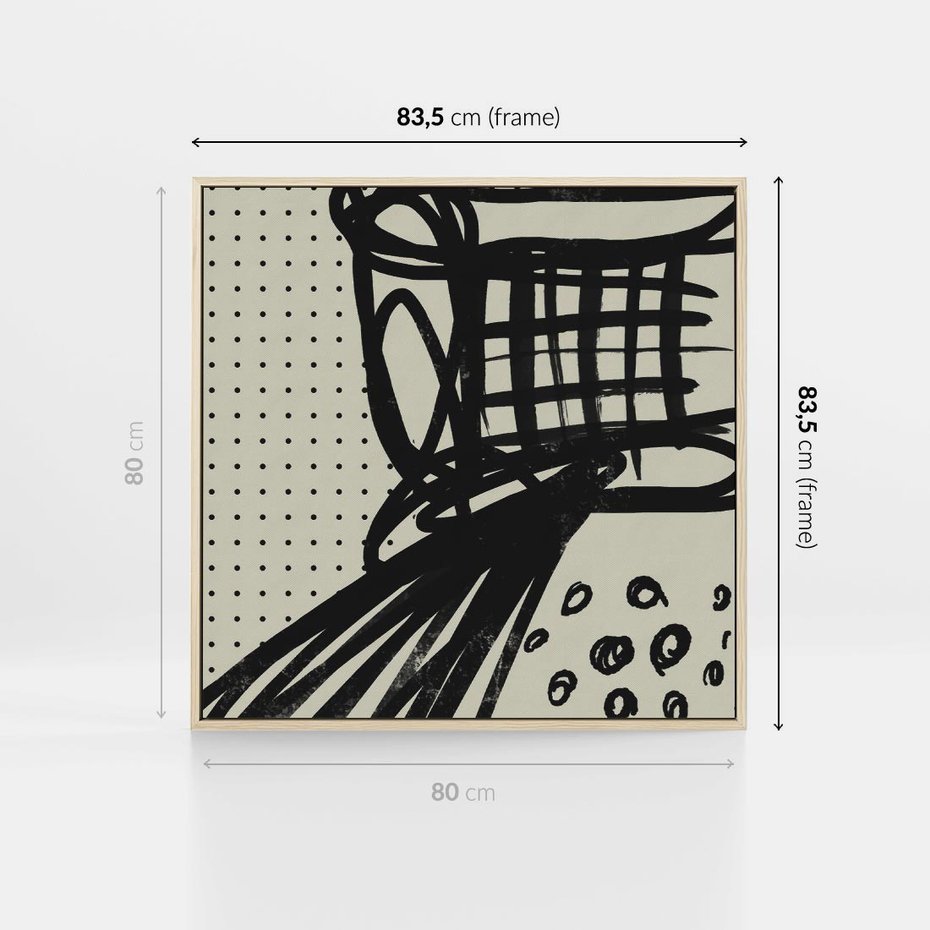 Obraz w ramie 80x80 - Złudne Kontemplacje - abstrakcyjna mroczna kompozycja, nieregularne - rama drewno