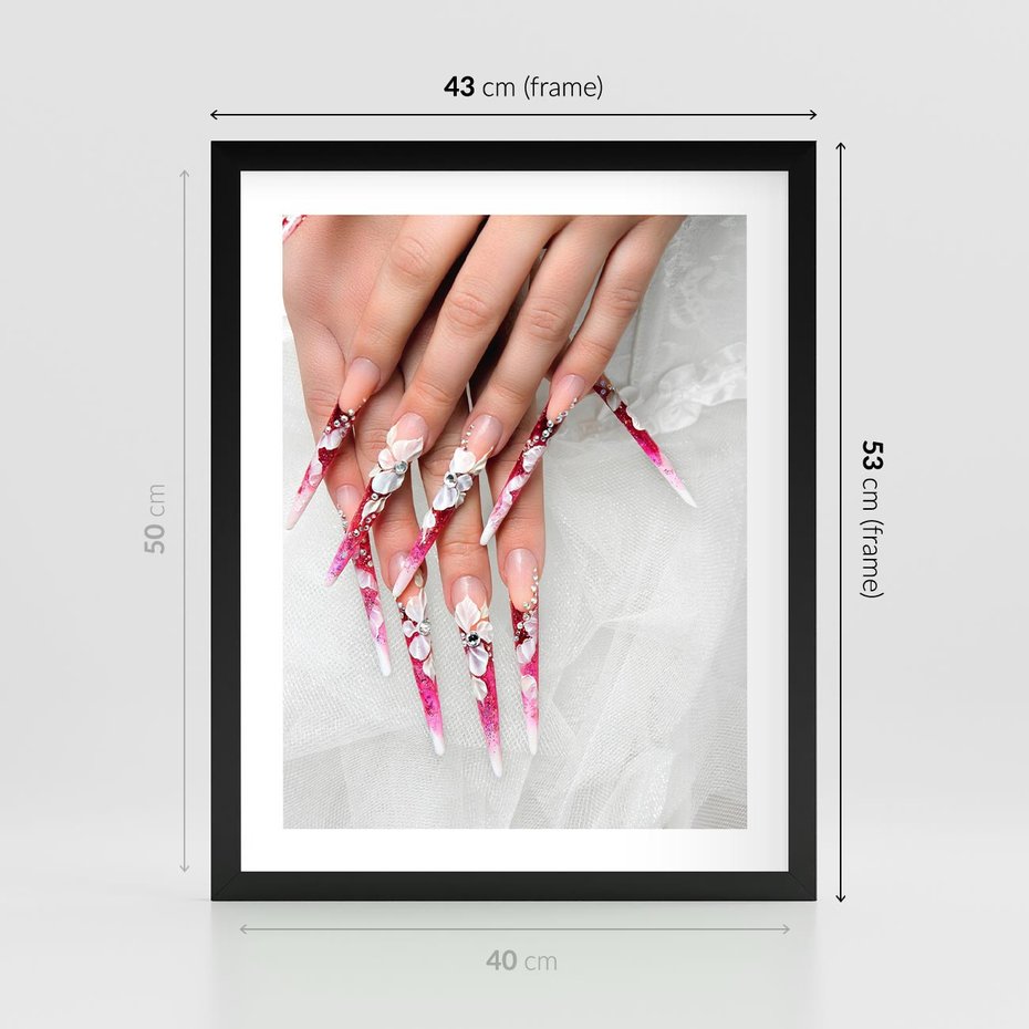 Plakat w ramie 40x50 - Paznokcie jak dzieło sztuki - paznokcie, manicure - rama czarna
