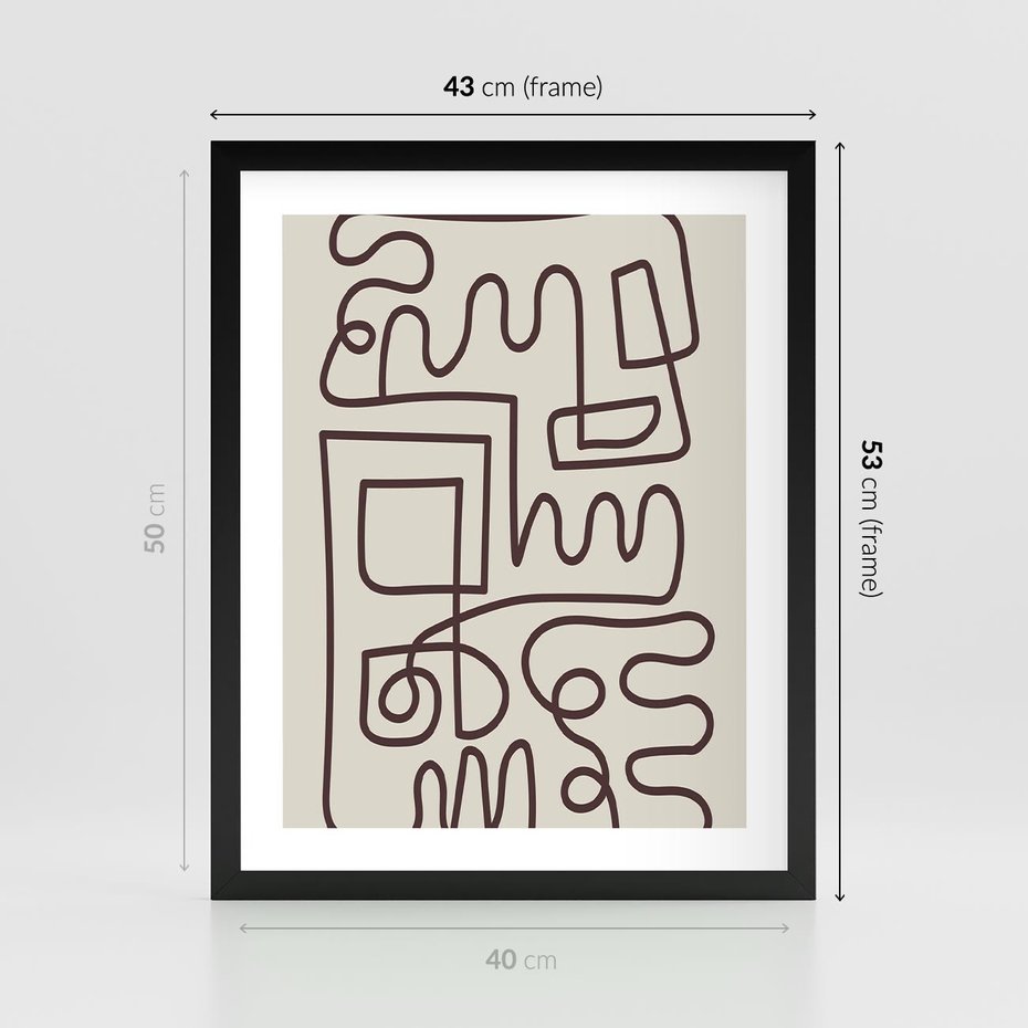 Plakat w ramie 40x50 - Etniczna Abstrakcja - nowoczesna boho grafika, abstrakcja - rama czarna