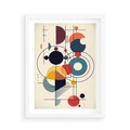 Plakat w ramie 50x70 - Rozbijające Barwne Granice - abstrakcyjna geometryczna kompozycja, koła linie - rama biała