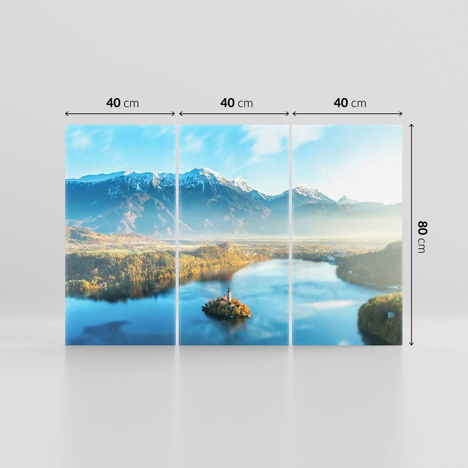 Obraz na płótnie 120x80 - Zamek pośrodku jeziora - jezioro, góry