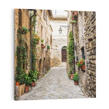 Obraz na płótnie 50x50 - Urok Uliczki we Włoszech - uliczka, Włochy