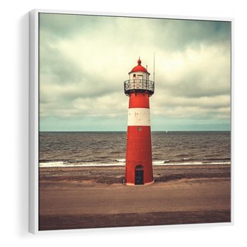 Obraz w ramie 80x80 - Retro Urok Morza - fotografia w stylu retro, vintage - rama biała