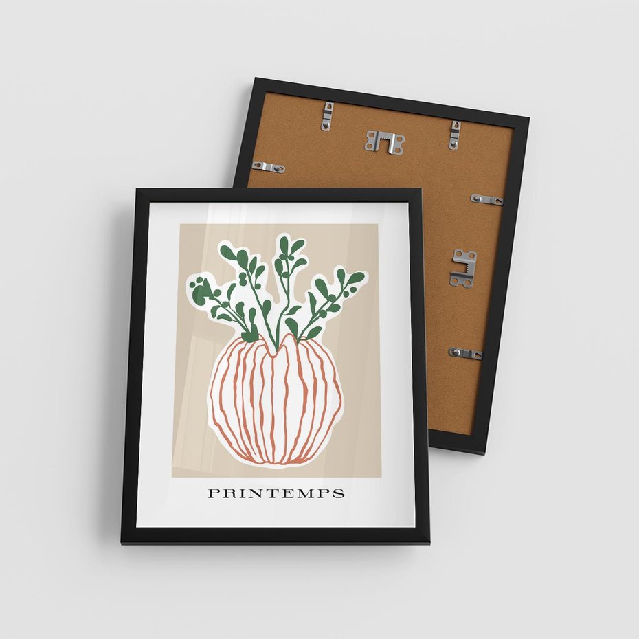 Plakat w ramie 40x50 - Boho Refleksje Natury - gałązki w wazonie, typografia - rama czarna