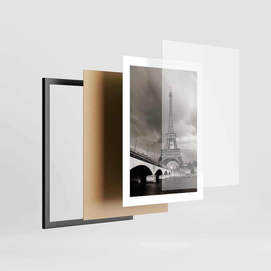 Plakat w ramie 30x40 - Mgiełka Eiffla - Paryż, Eiffla - rama czarna
