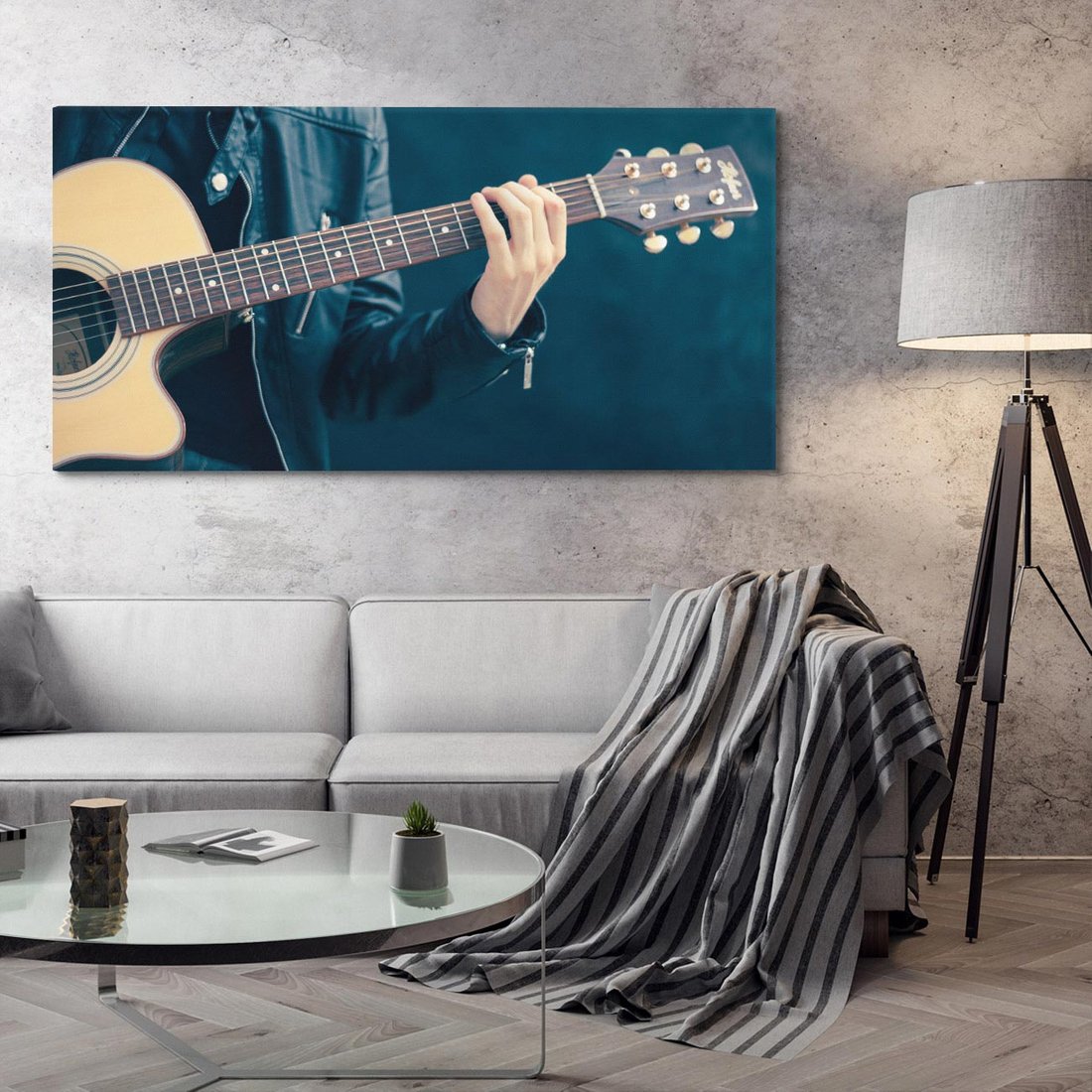 Obraz na płótnie 120x60 - Gitara - Dźwięki Retro - gitara, muzyka