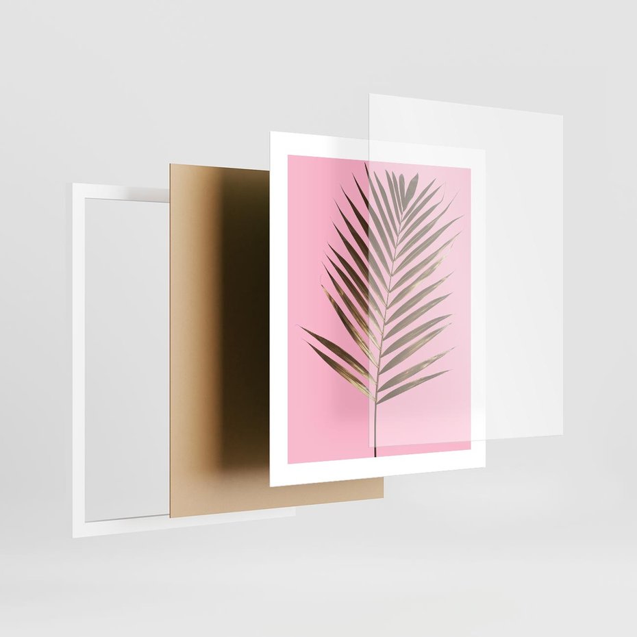 Plakat w ramie 40x50 - Promienie złotej palmy - złota, palma - rama biała