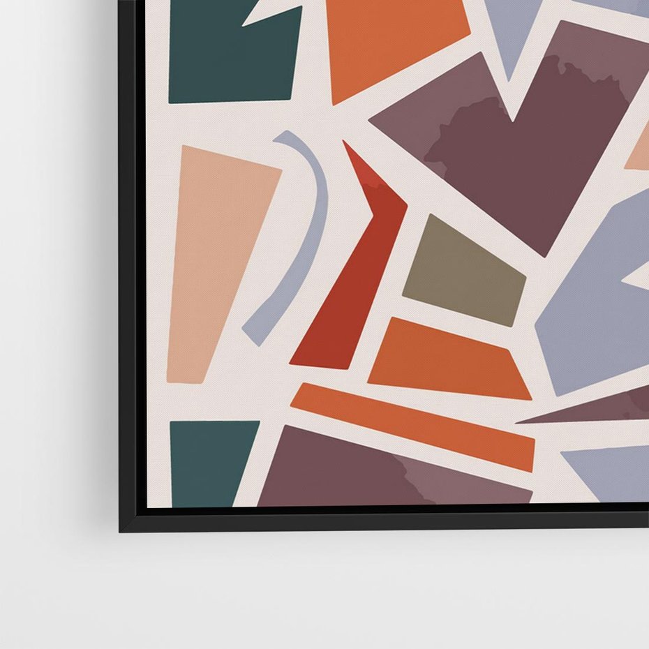 Obraz w ramie 50x50 - Intrygujące Rozbicie - gemoetryczne kształty, mozaika - rama czarna