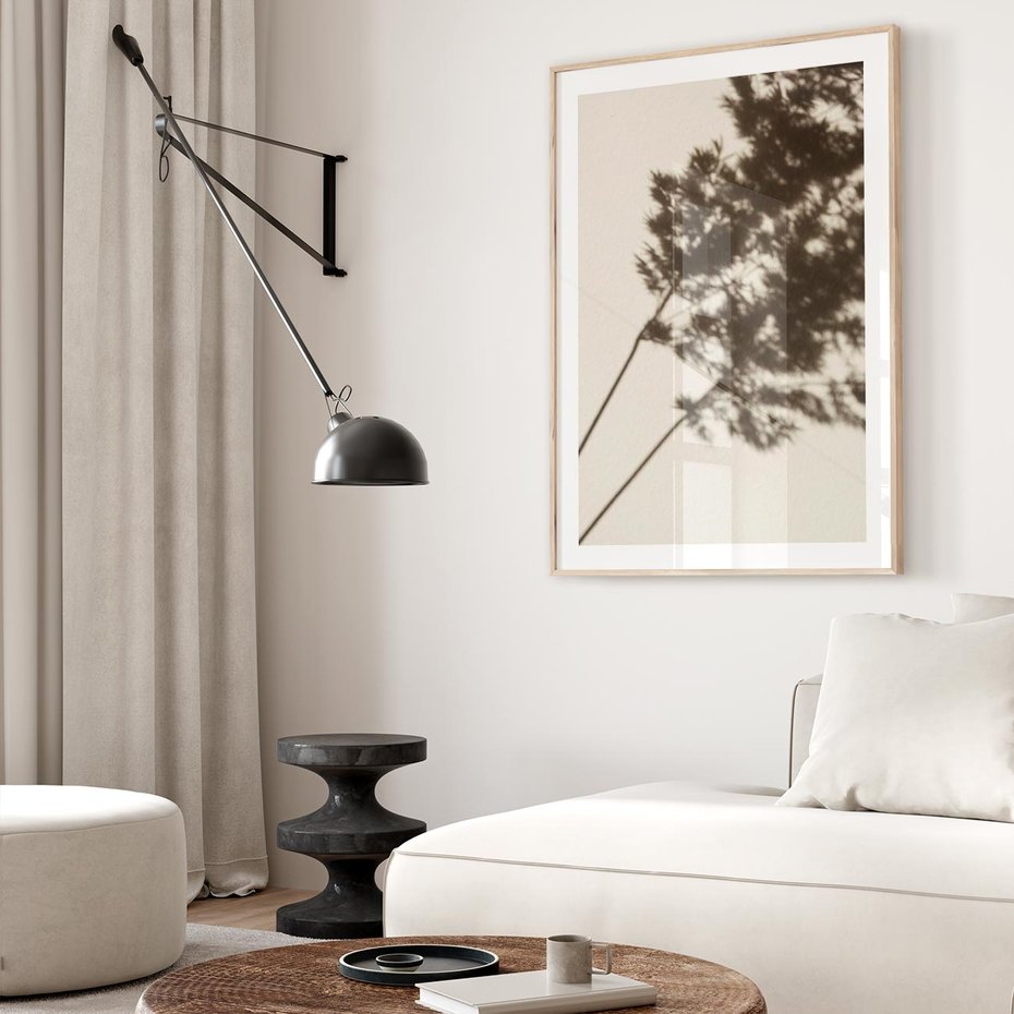 Plakat w ramie 40x50 - Tajemniczy Cień Traw - cień traw, na ścianie - rama drewno