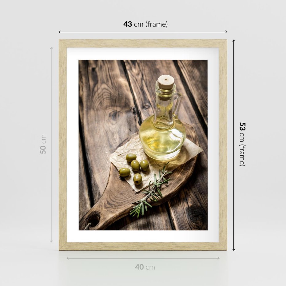 Plakat w ramie 40x50 - Oliwki w restauracji - oliwa, oliwki - rama drewno