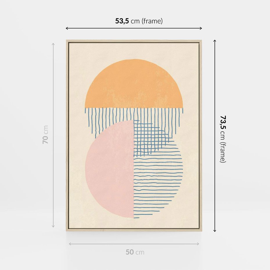 Obraz w ramie 50x70 - Migotliwe Wzory - geometryczne kształty, koła - rama drewno