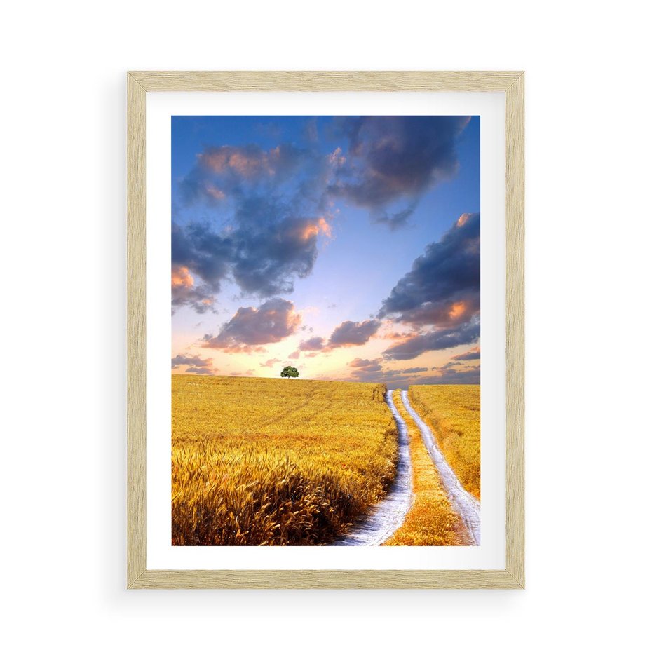 Plakat w ramie 50x70 - Magiczna droga w lesie - droga, ścieżka - rama drewno