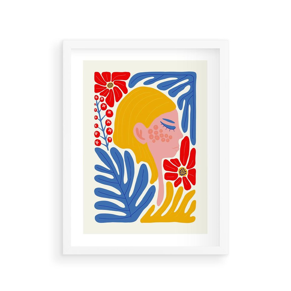 Plakat w ramie 30x40 - Kolorowe Rytmy - kobieca sztuka, abstrakcja - rama biała