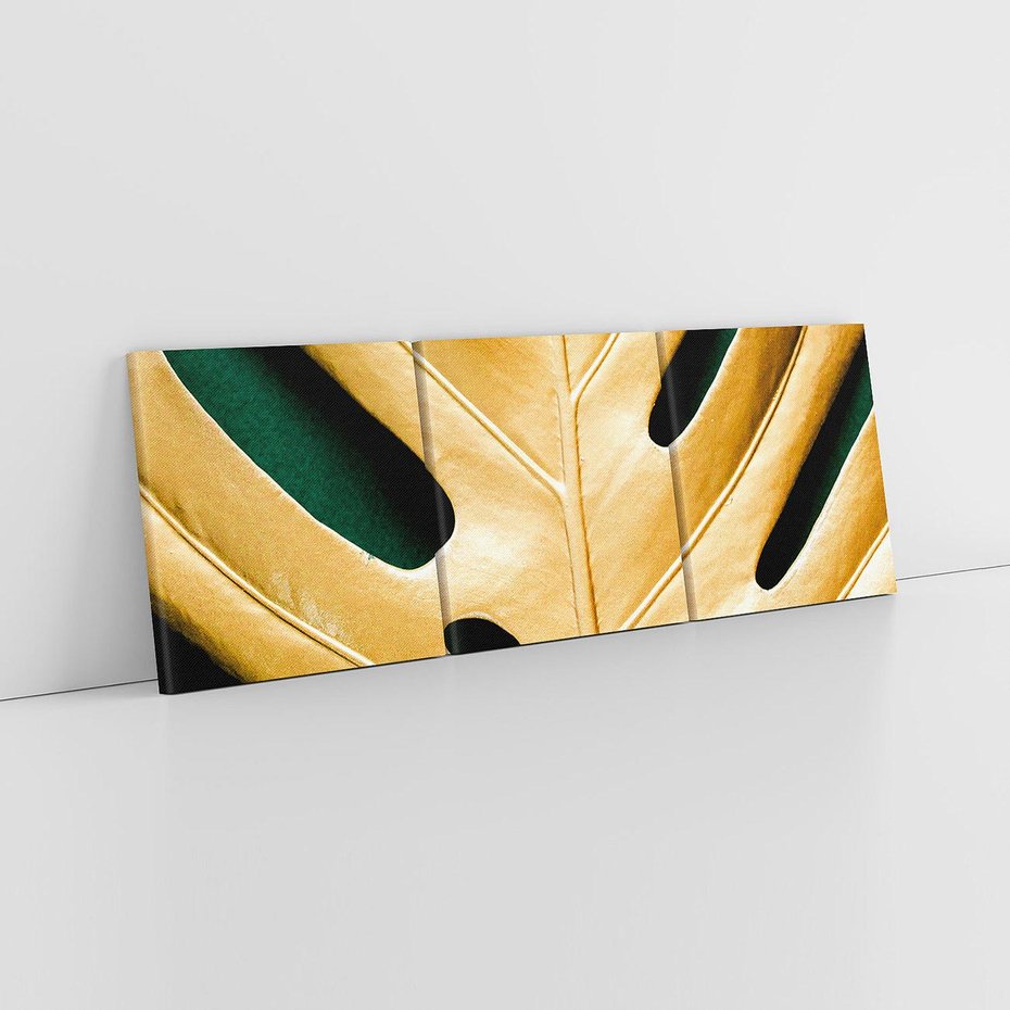 Obraz na płótnie 120x40 - Piękno i Styl - złote, liście