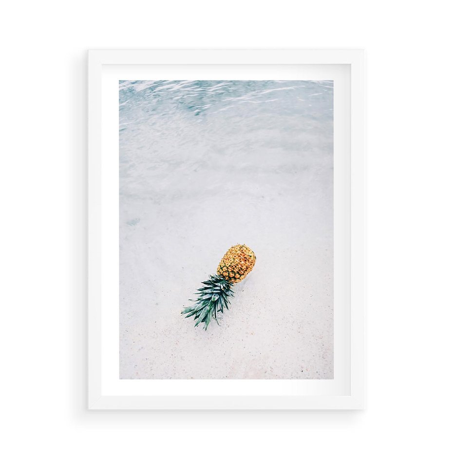 Plakat w ramie 50x70 - Smak Tropików - morze, plaża - rama biała