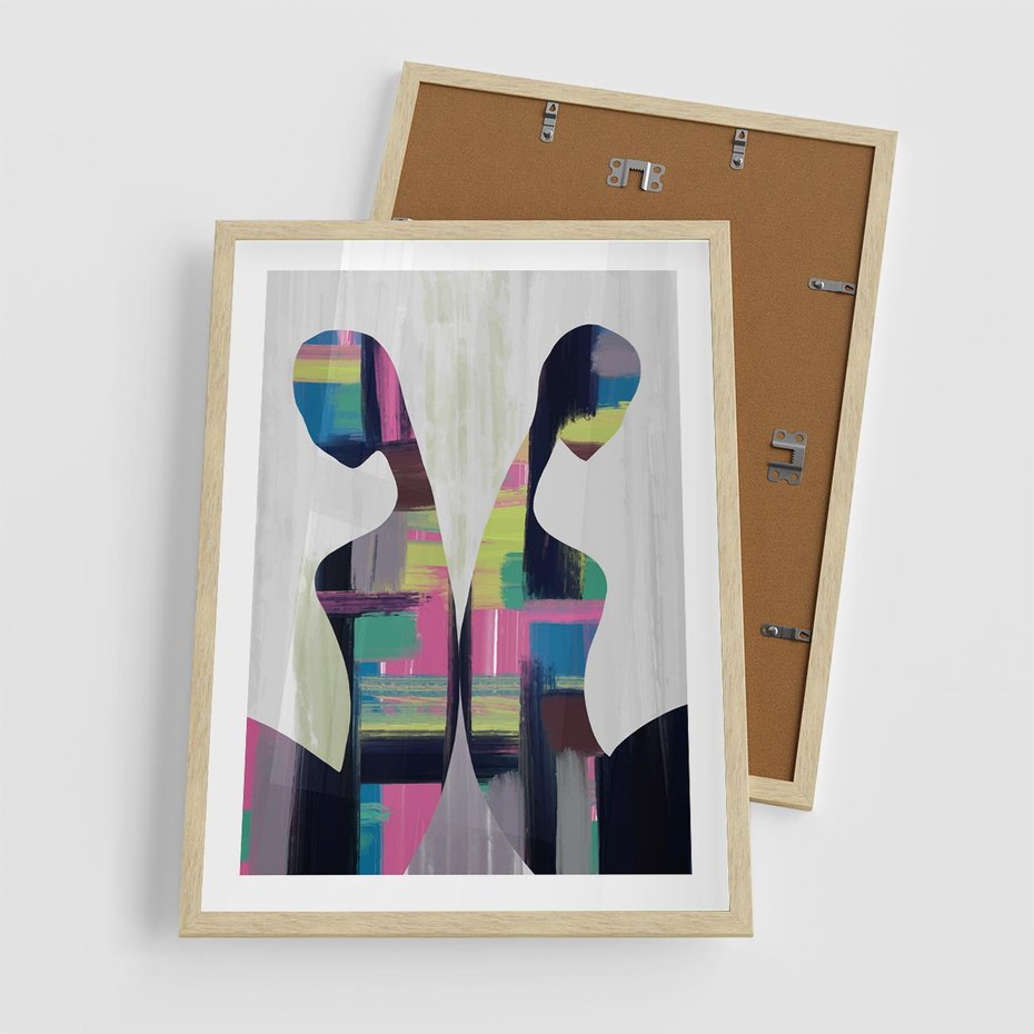 Plakat w ramie 50x70 - Nowa Era - abstrakcyjny plakat, nowoczesna sztuka - rama drewno