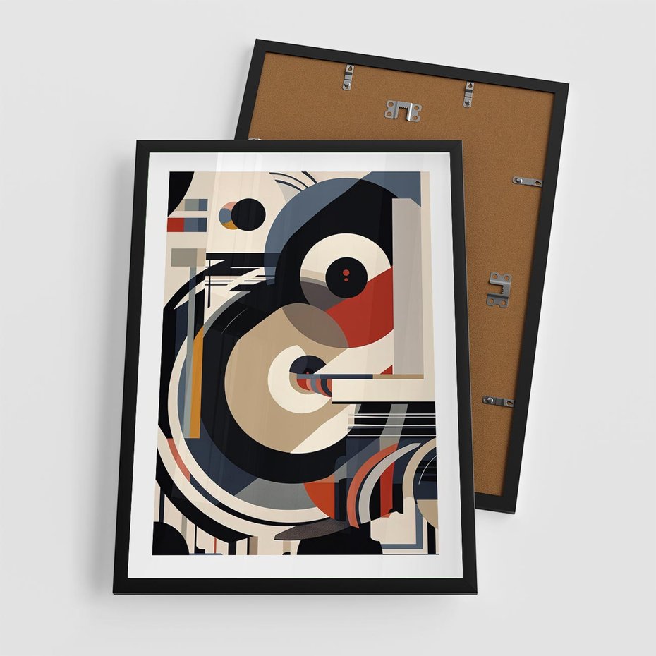 Plakat w ramie 50x70 - Wibracje Marzeń - abstrakcyjny obraz, geometryczne koła - rama czarna