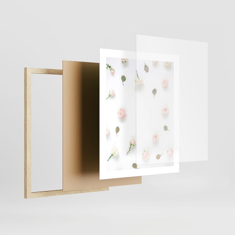 Plakat w ramie 40x50 - Romantyczna Kompozycja z Różami - kompozycja kwiatowa, róże - rama drewno