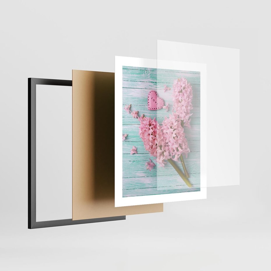 Plakat w ramie 40x50 - Hiacynty w Kwiatowej Kompozycji - hiacynty, kwiaty - rama czarna