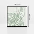 Obraz w ramie 50x50 - Migotliwa Spokojna Zieleń - zielony plakat, abstrakcyjne splątane linie - rama czarna