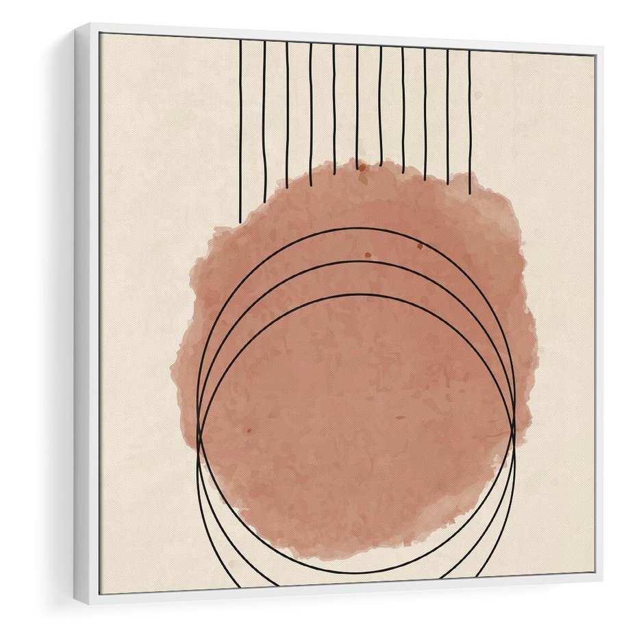 Obraz w ramie 50x50 - Migotliwe Kontury - akwarelowa plama, geometryczne szkicowane kształty - rama biała