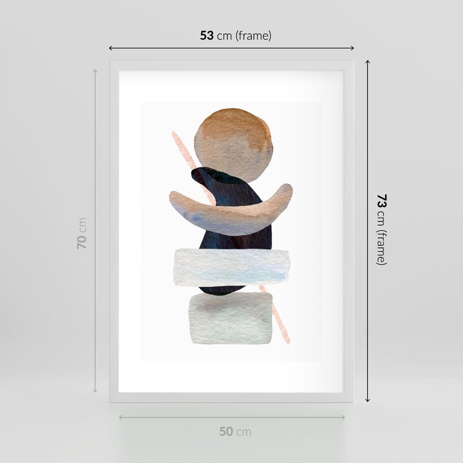 Plakat w ramie 50x70 - Rozkwitające Nowe Wymyślności - abstrakcja, akwarelowe plamy - rama biała