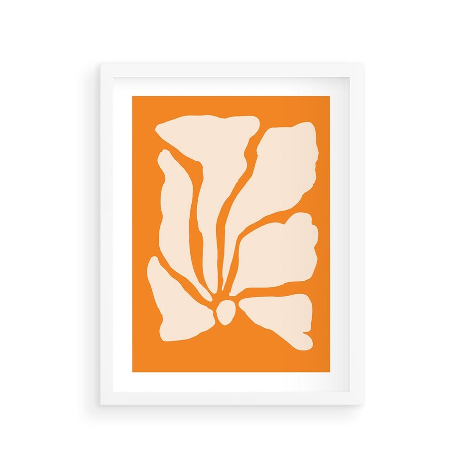 Plakat w ramie 30x40 - Wibracje Barw - abstrakcyjny boho plakat, pomarańczowe tło - rama biała